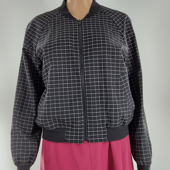 Tibi Windowpane Wool Bomber Jacket 4 - Picture 5 of 11